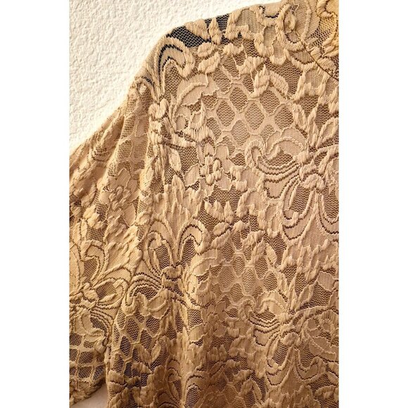 Bar III Tan Sheer Lace Long Sleeve Mock Neck Top Size 3X NWT - Picture 3 of 8